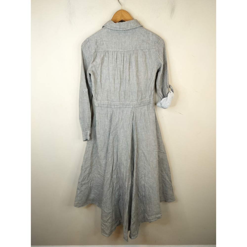Unaya Hi Low Shirt Dress XXS Womens Grey Cotton Drawstring Lagenlook Minimal - Picture 7 of 11